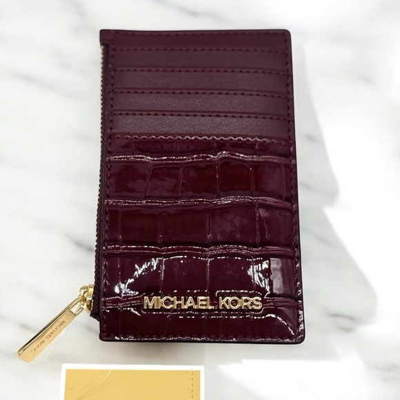 Michael Kors Medium Logo Card Case Wallet Ox Blood Multi - Picture 2 of 6
